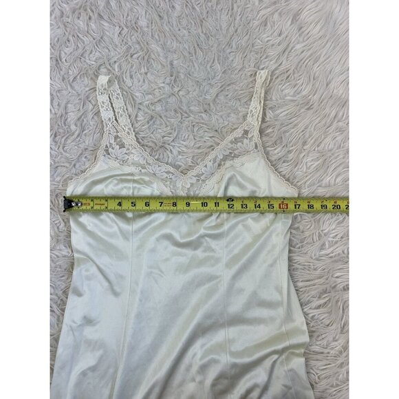 Maidenform Vintage 60s Slip Dress Off White Womens Sm/Med Lace Satin Coquette - Picture 3 of 9